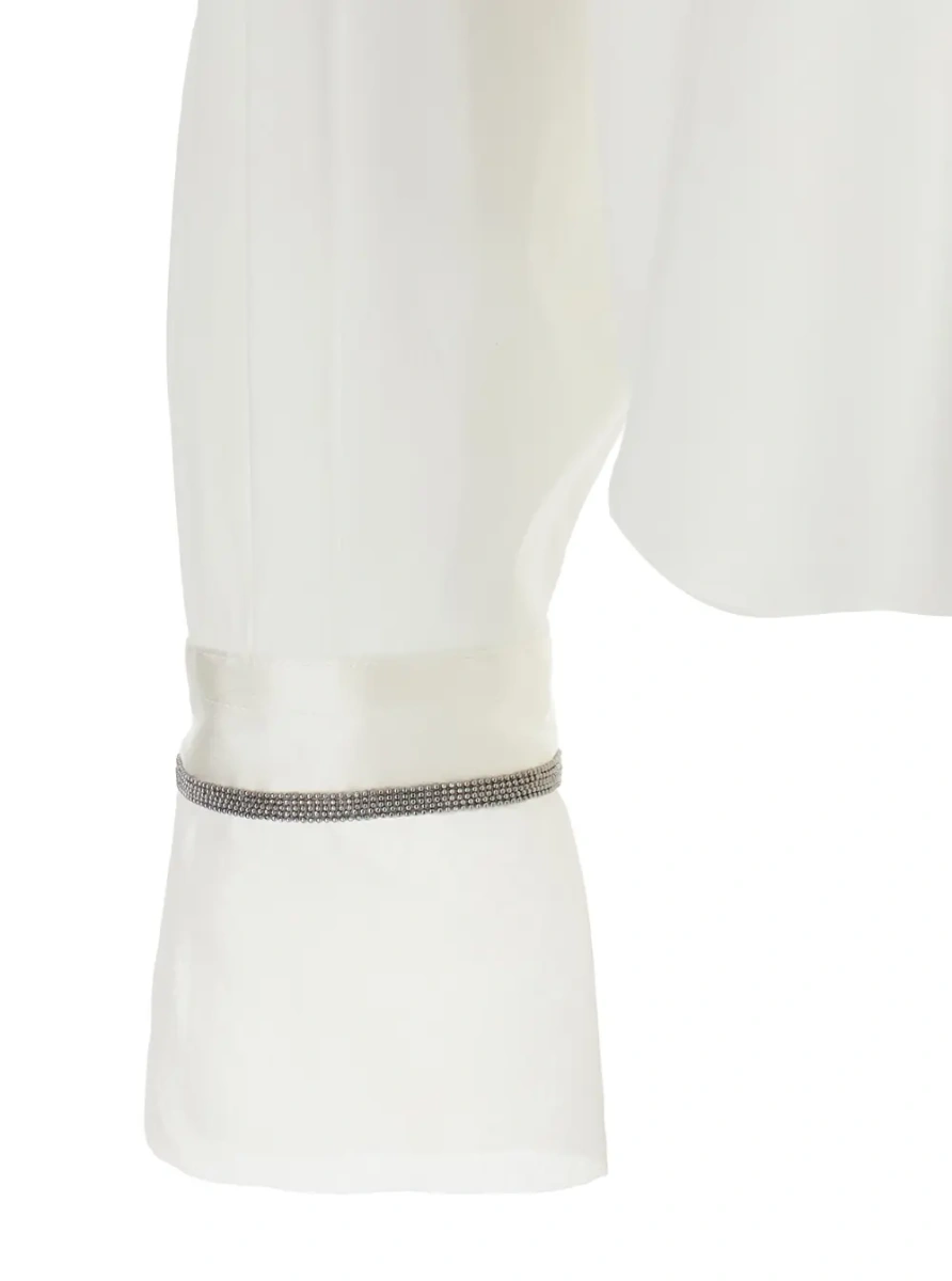Camasa White Shirt with classic collar and Monile on the cuffs in cotton blend for women - Img 3