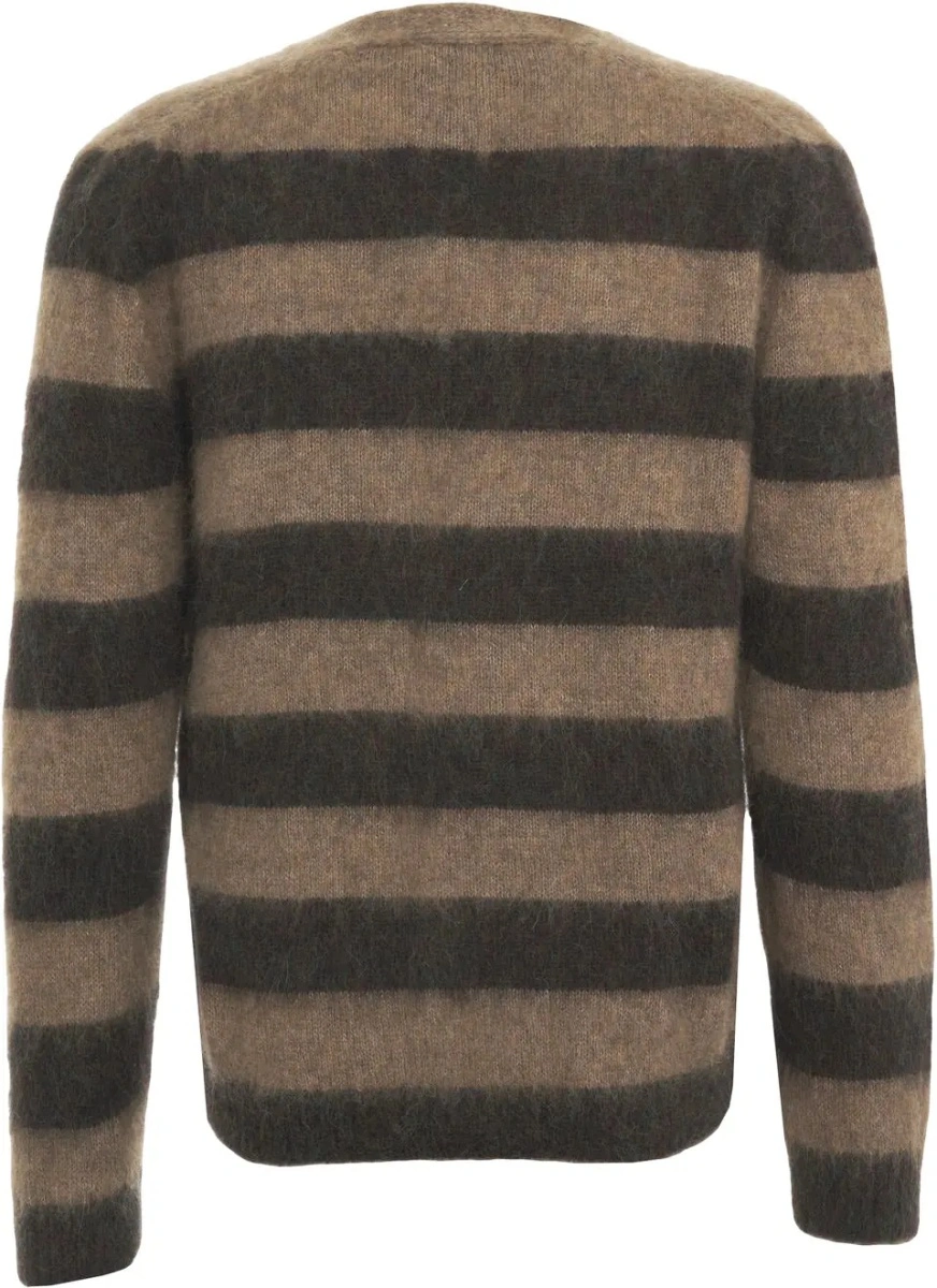 Cardigan AMARANTO maro cu model in dungi - Img 4