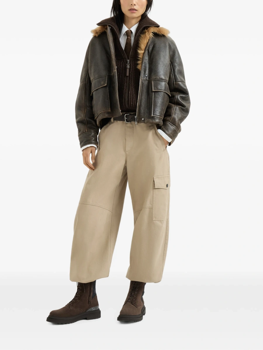 Cardigan Brunello Cucinelli maro din polyester si nylon - Img 2