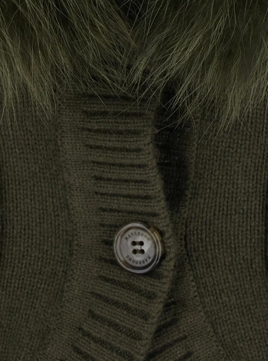 Cardigan Markgong verde din lana si casmir - Img 3