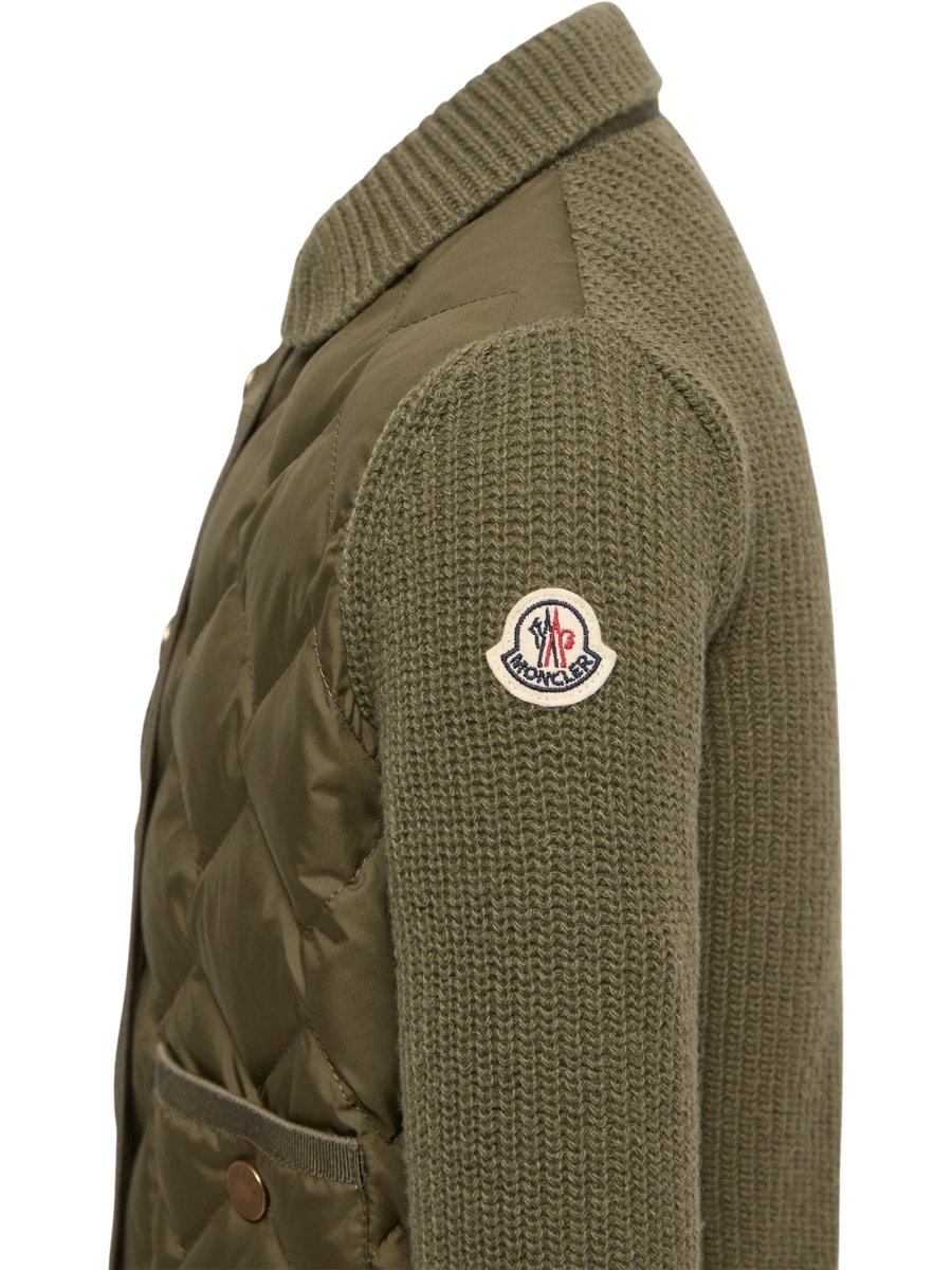 Cardigan Moncler verde din casmir si lana - Img 3