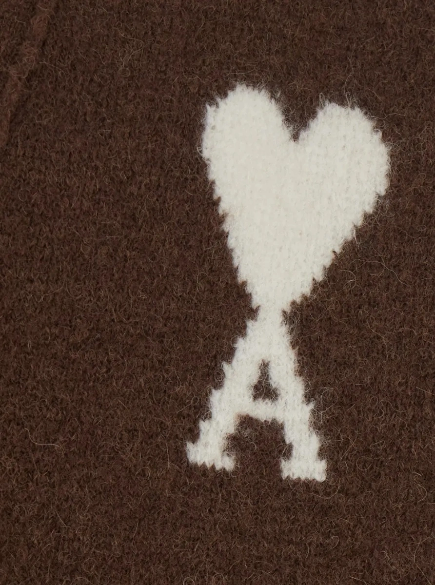 Cardigan V Neck Cardigan with AMI de Coeur in Brown for Men - Img 3