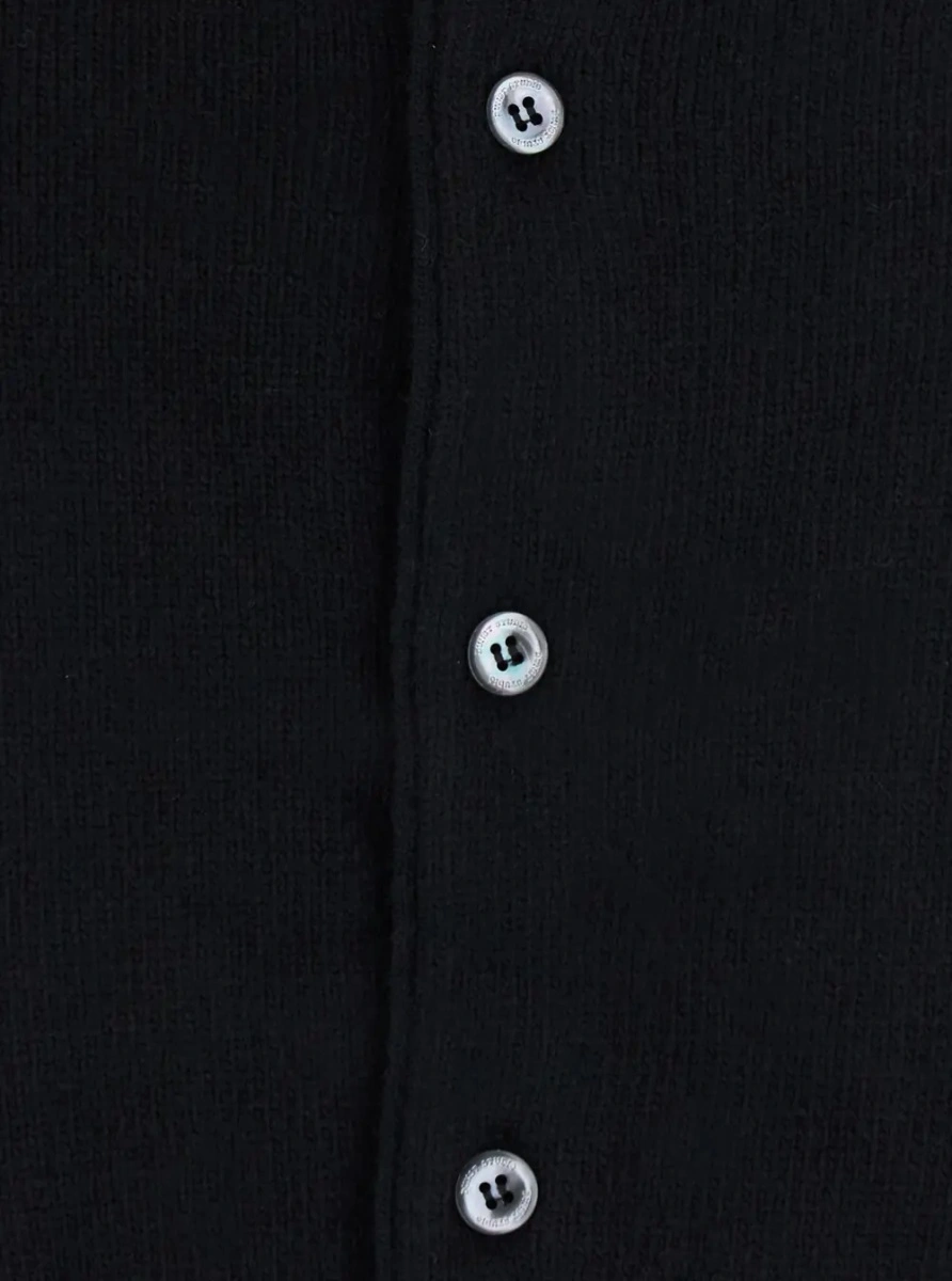 Cardigane Black cardigan with classic collar in wool and cashmere blend for women - Img 2