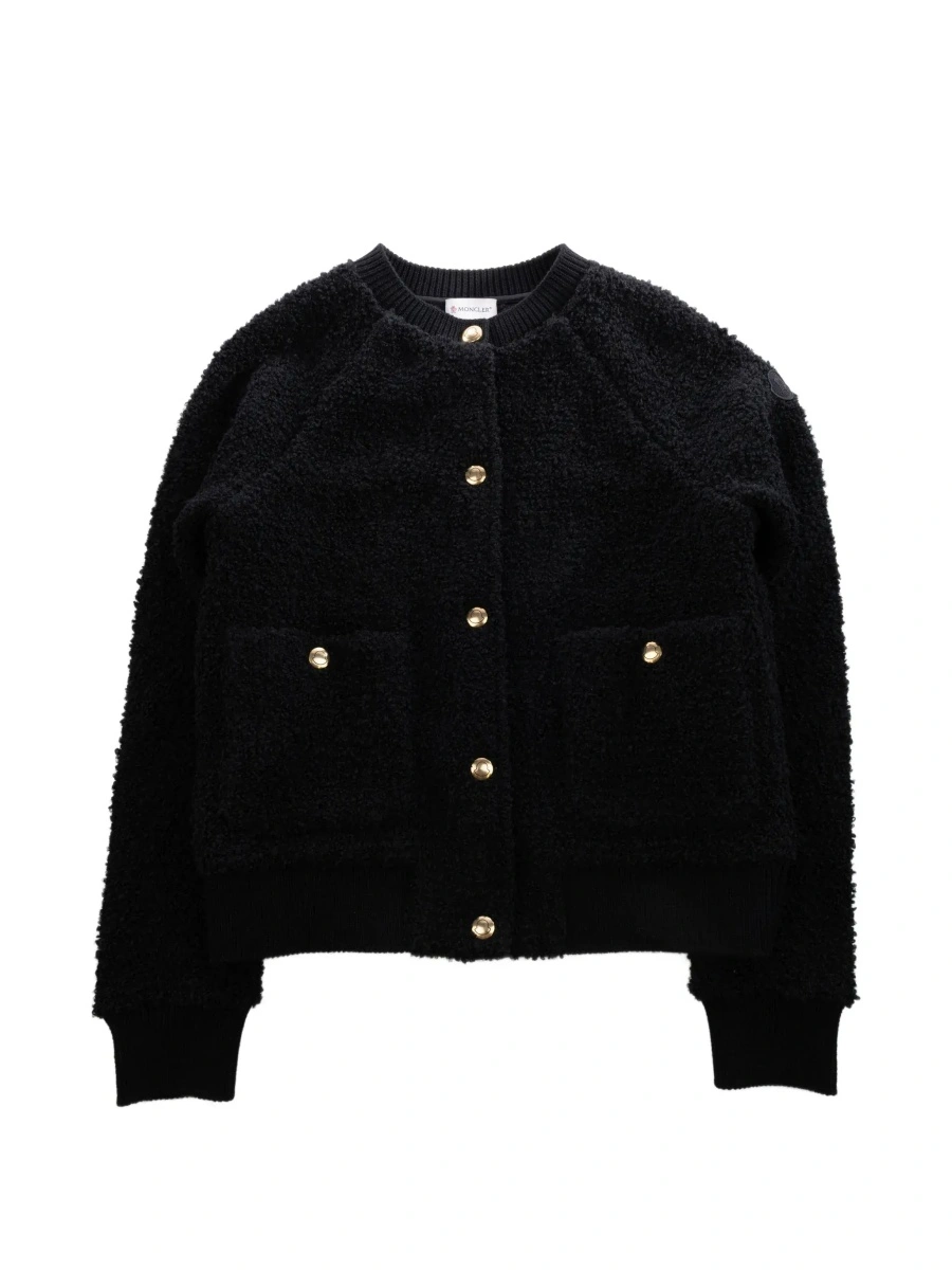 Cardigane Black Crew-neck cardigan with contrasting buttons in viscose blend women - Img 7