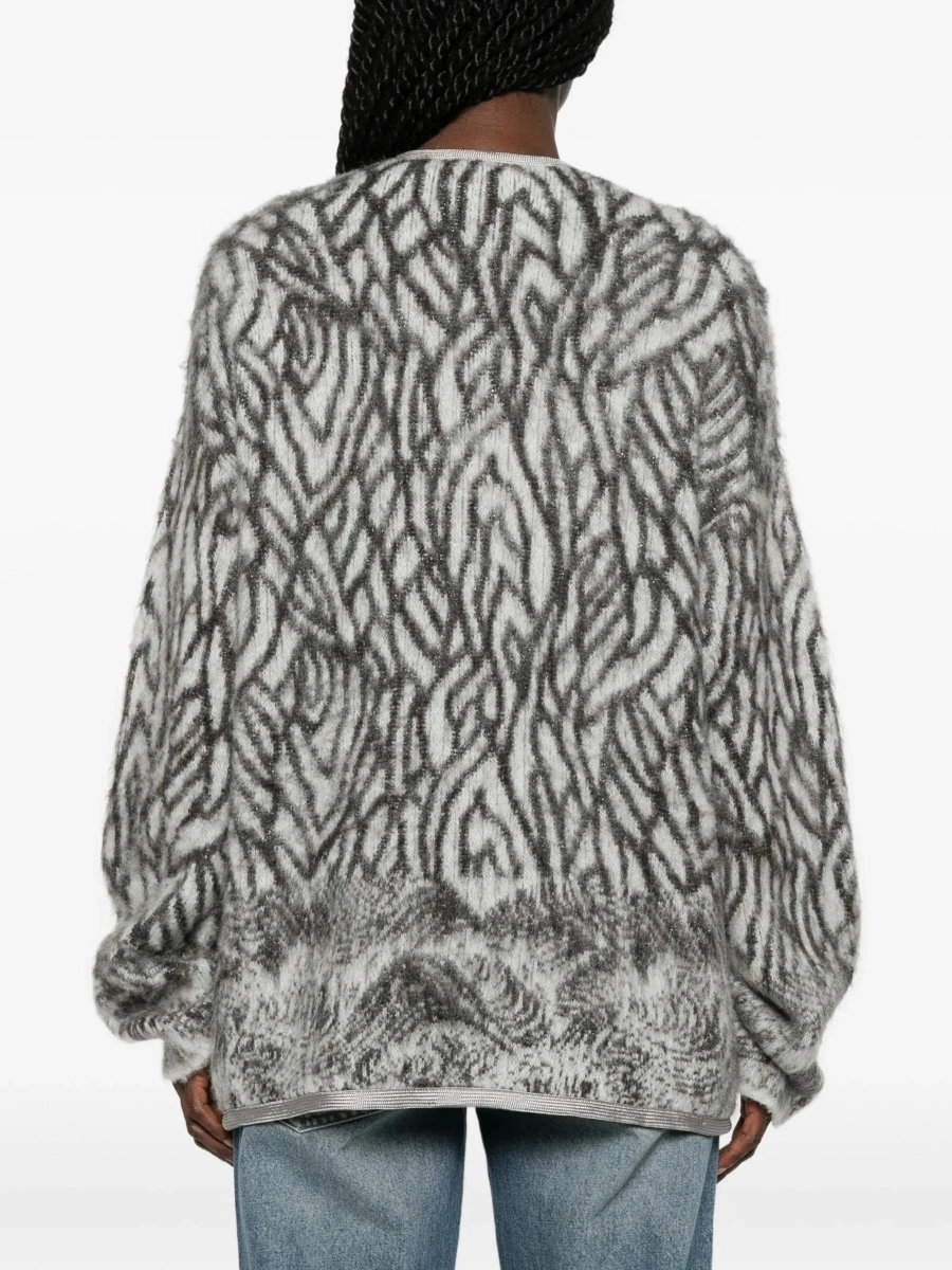 Cardigane Heron Feather motif brushed Cardigan - Img 6