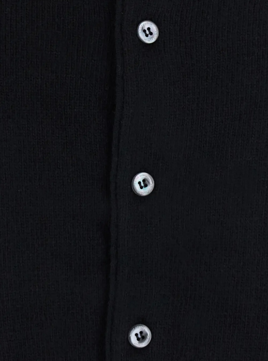 Cardigane OLLARED KNIT CARDIGAN with V-neck and long sleeves in Nylon, Wool and Cashmere in Black for women - Img 2