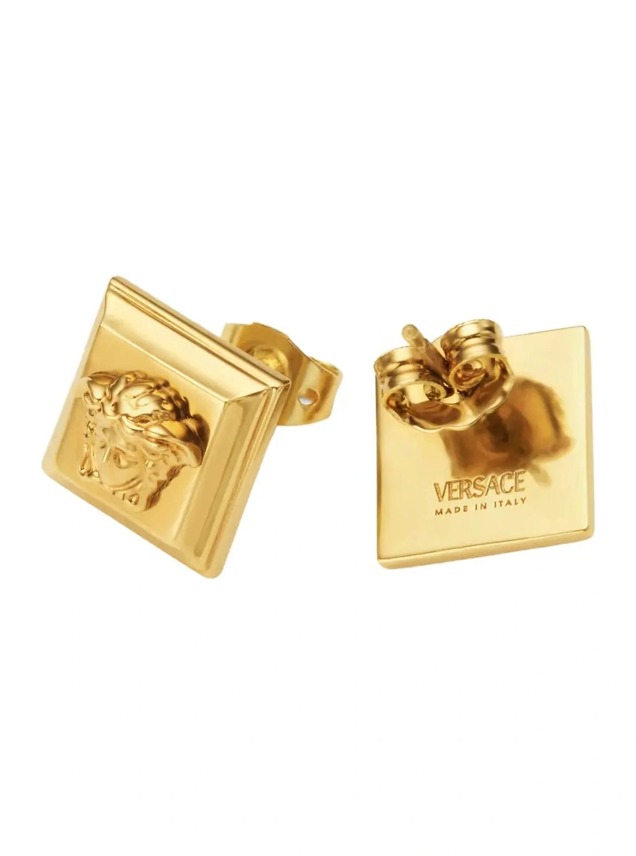 Cercei Gold-Colored Earrings with Square Design and Medusa Head Details in Brass Woman - Img 2