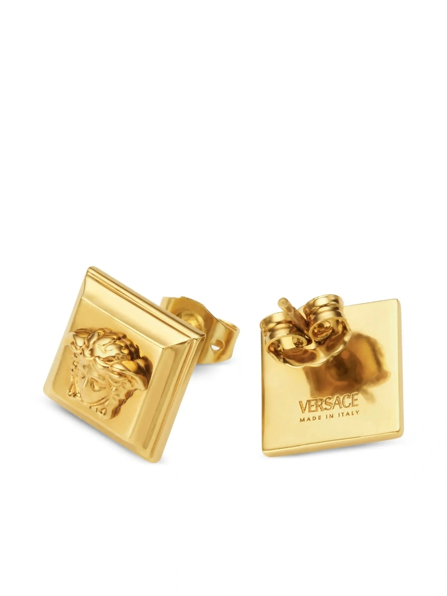 Cercei Gold-Colored Earrings with Square Design and Medusa Head Details in Brass Woman - Img 3