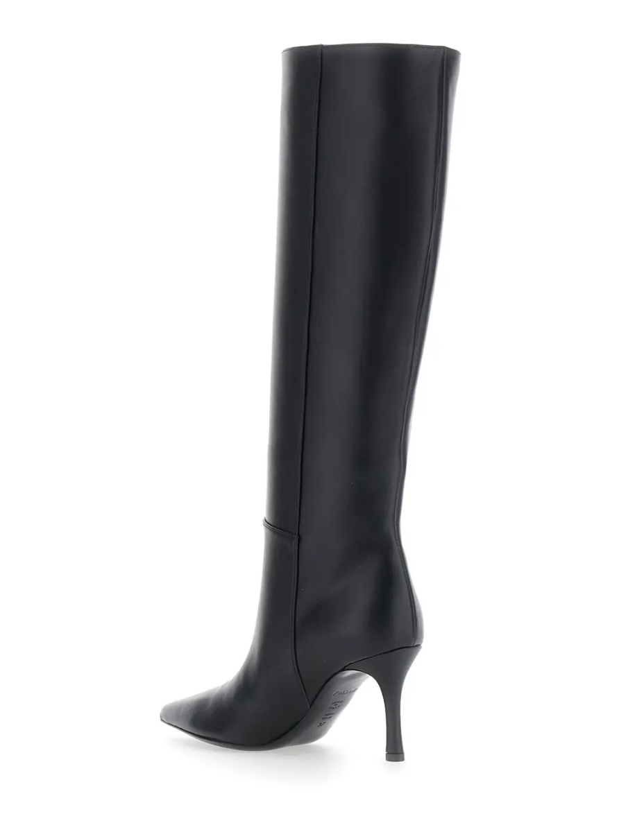 Cizme Black Knee-high heeled boots in leather for women - Img 3
