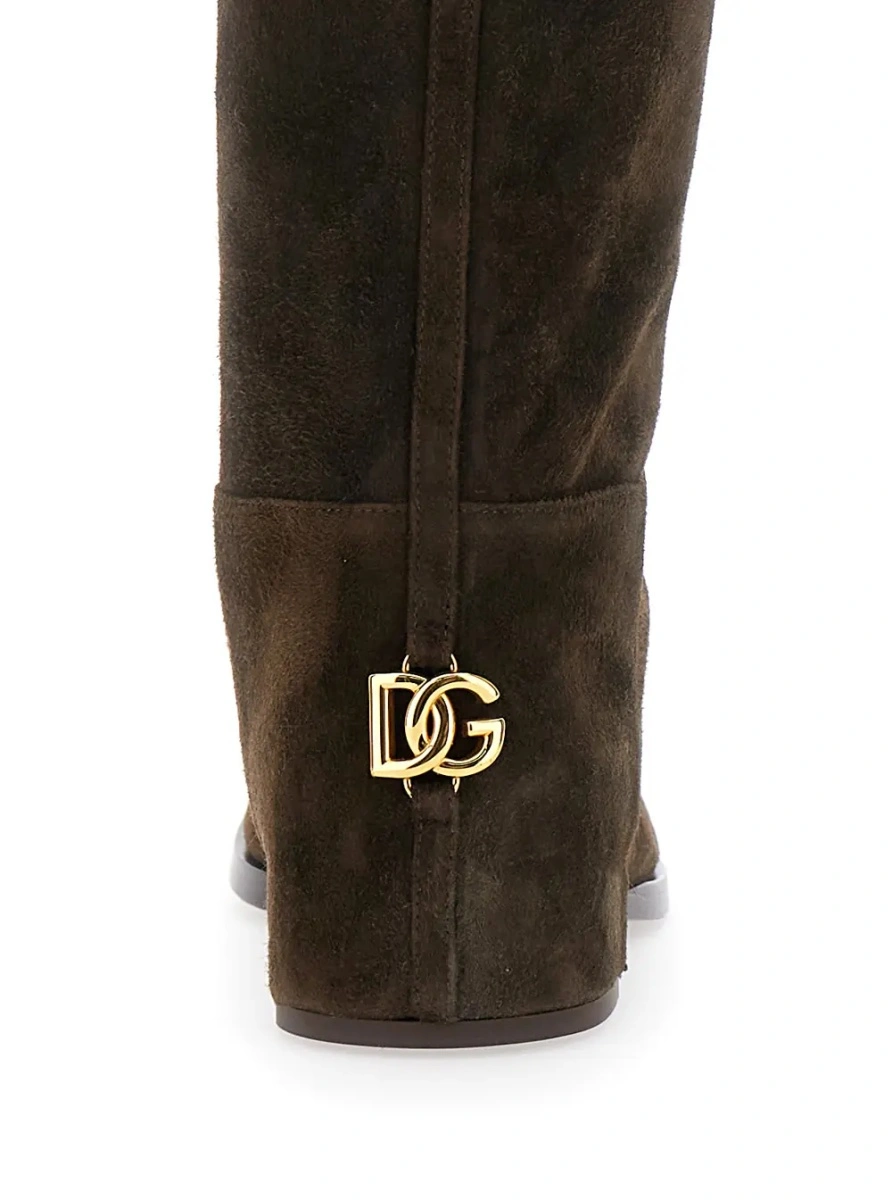 Cizme Dolce &amp; Gabbana maro din piele intoarsa - Img 4