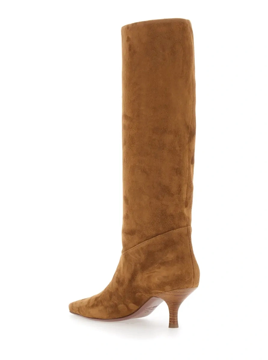 Cizme 'Rose' Brown Boots with Pointed Toe and High Heel in Suede for Women - Img 2