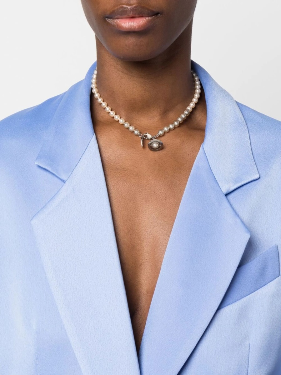 Colier Vivienne Westwood neutru din alama si email - Img 2