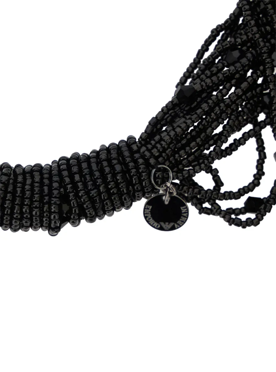 Coliere Black necklace with pendant design and logo plaque in blend glass and brass for women - Img 2