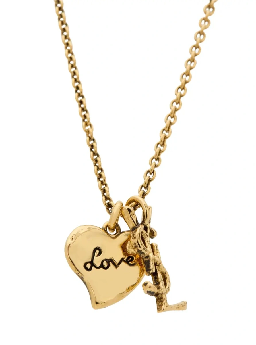 Coliere Gold-tone necklace with adjustable ring clasp and heart charm with Cassandre in brass for women - Img 2