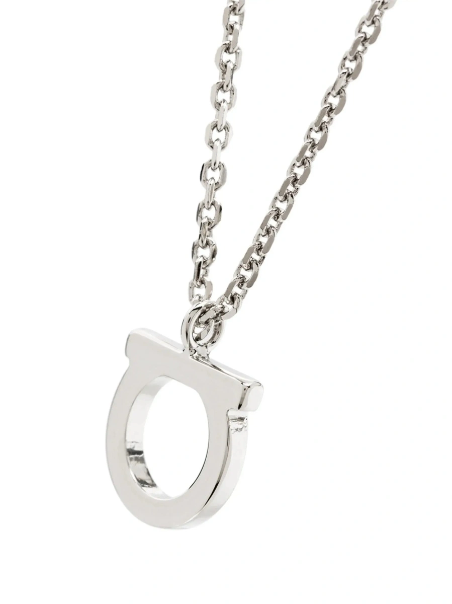 Coliere Necklace with Gancini Charm in Silver-Colored Brass for Women - Img 4