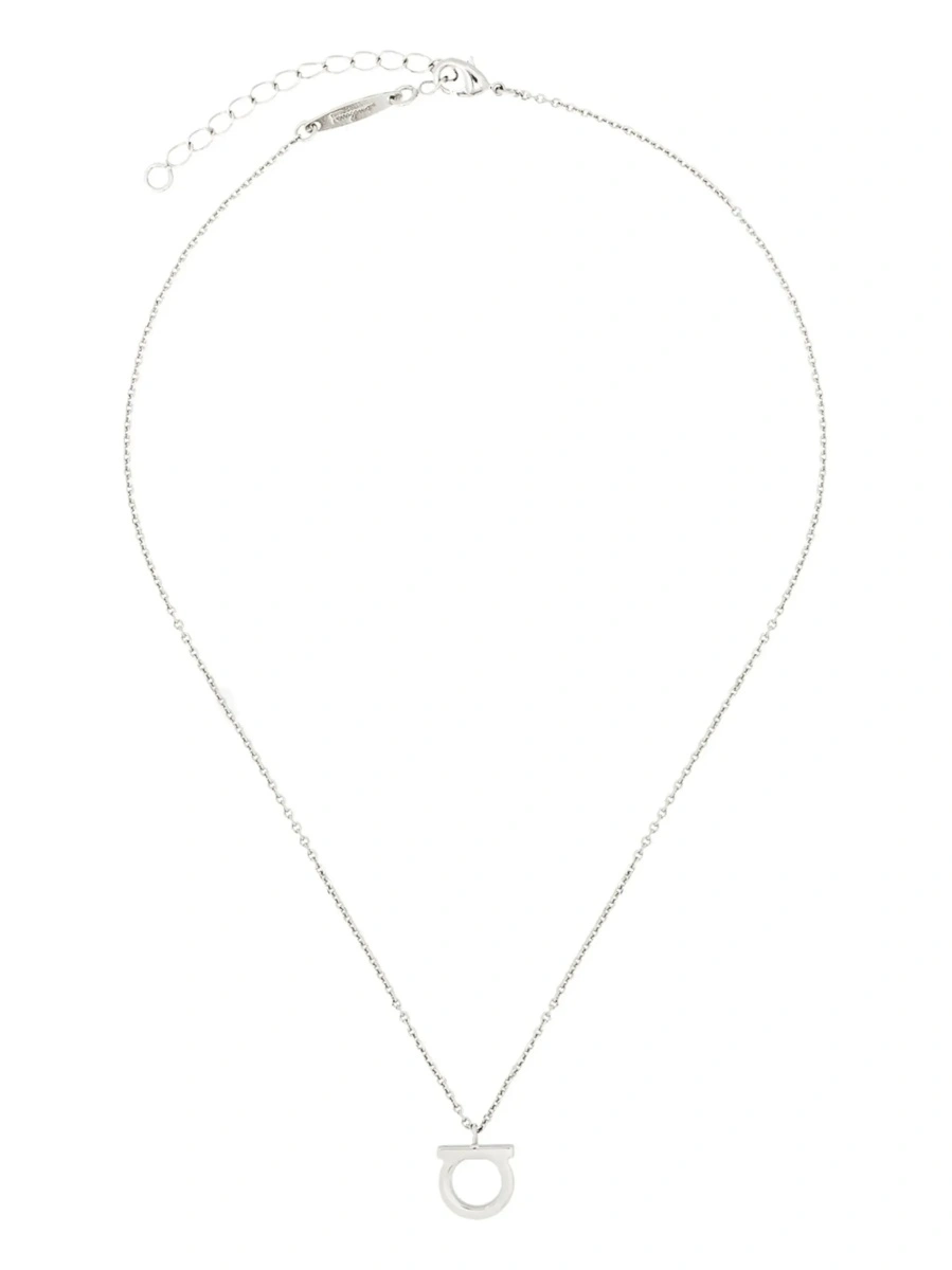 Coliere Necklace with Gancini Charm in Silver-Colored Brass for Women - Img 6