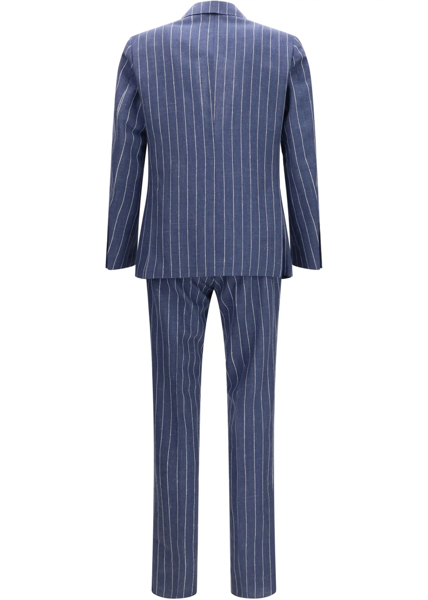 Costum Single-breasted pinstripe Suit with patch pocket - Img 2
