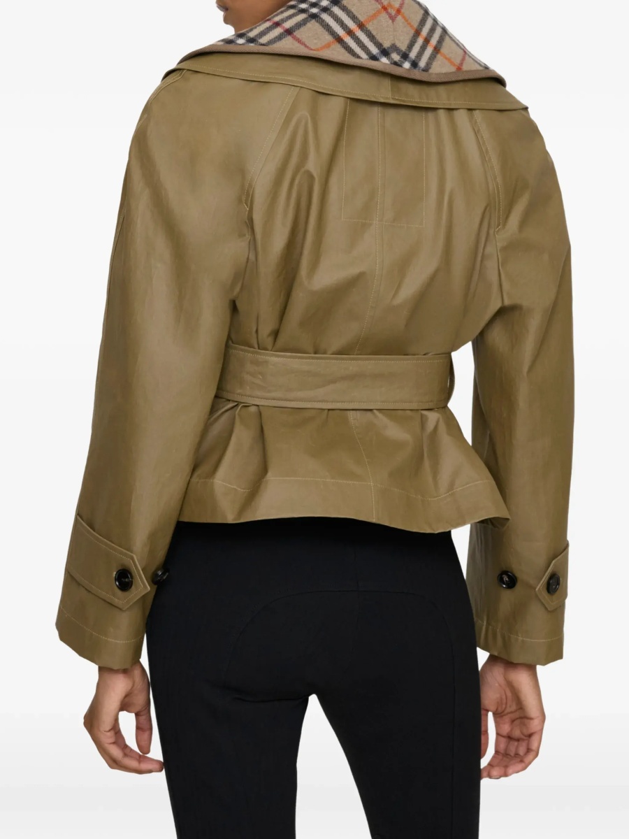 Cropped cotton Jacket with check quilting - Img 4