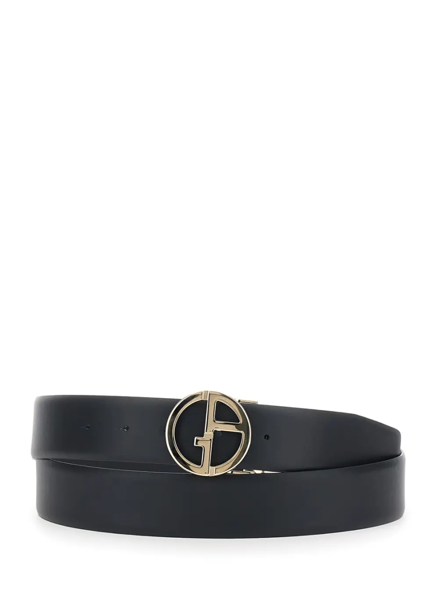 Curea Blue reversible belt with metal logo buckle in leather men - Img 3
