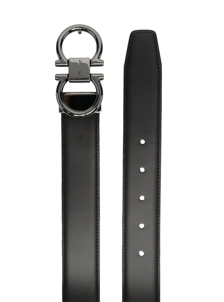 Curea Ferragamo neagra din piele - Img 2
