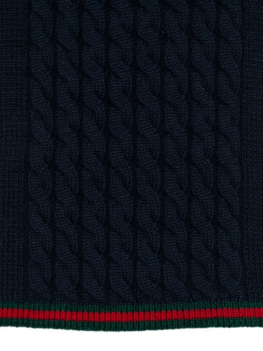 Esarfa Blue Scarf with Web Hem and Tricot Knitting in Wool Boy - Img 5