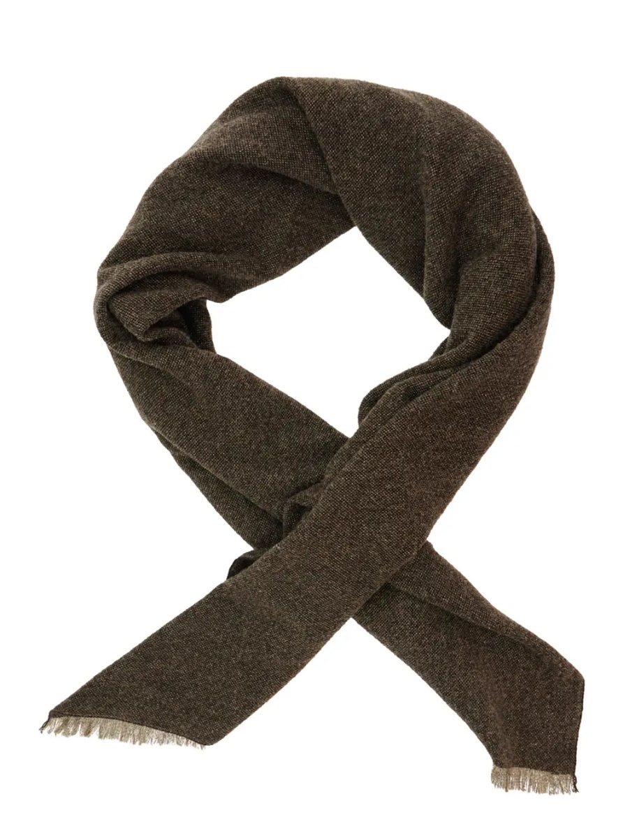 Esarfa brown scarf with Square design and fringed edges in wool and cashmere Blend women - Img 2