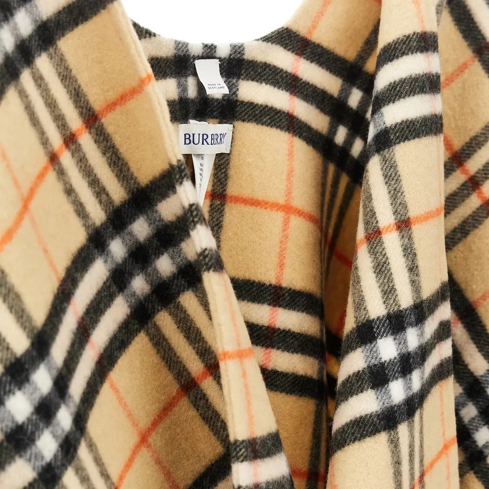 Esarfa Check wool and cashmere cape - Img 2