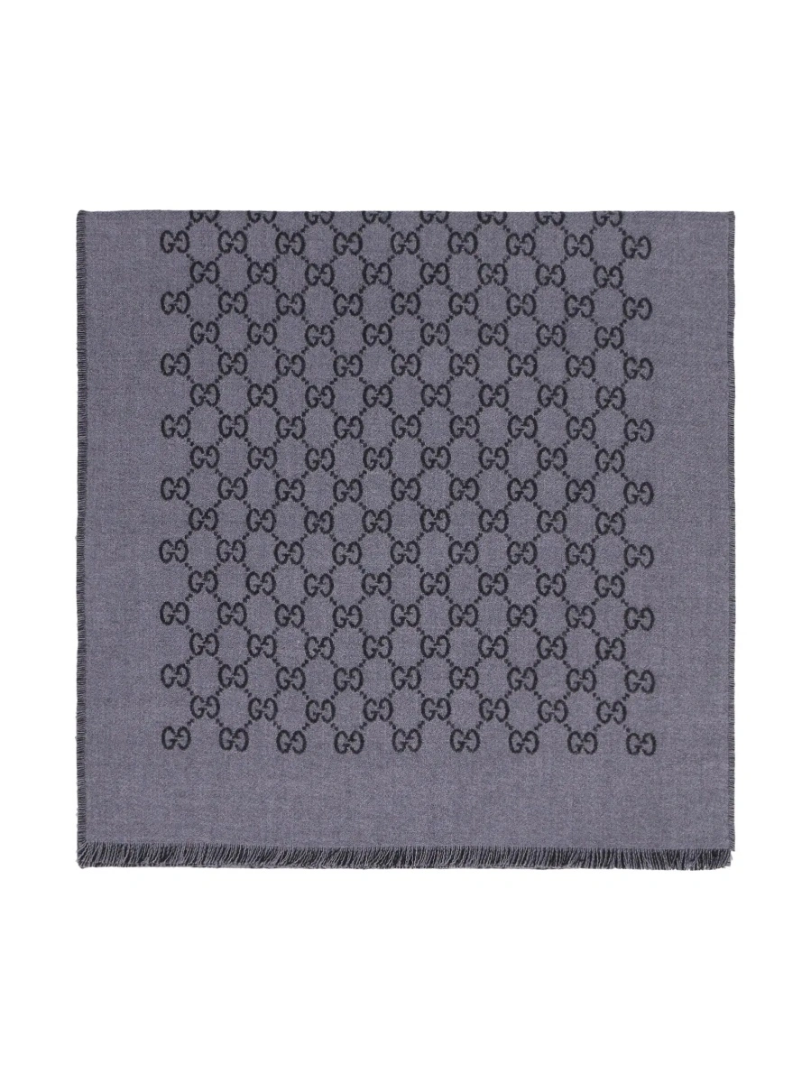 Esarfa Gucci gri din jacquard GG si lana - Img 3