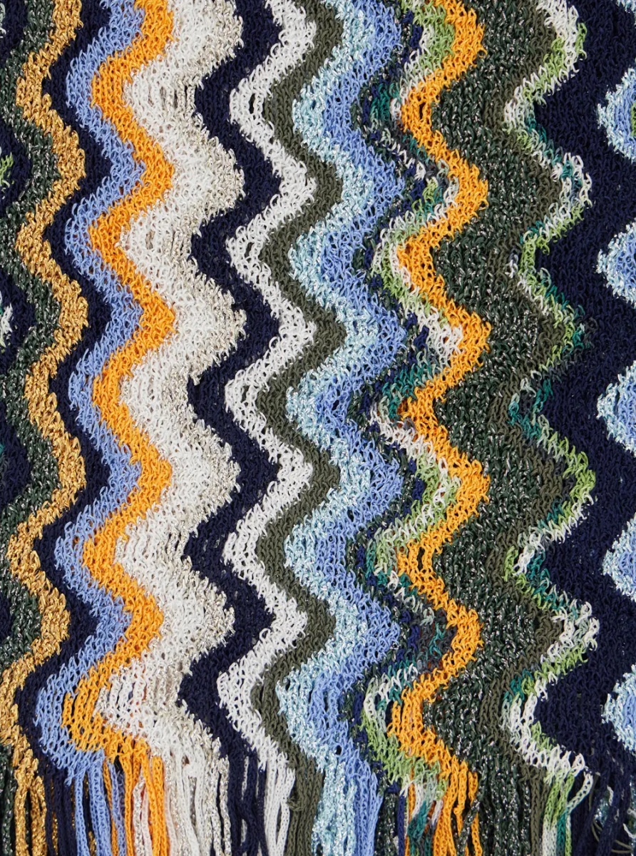 Esarfa multicolor Scarf with all-over Zig Zag motif and fringed edge in fabric for women - Img 3