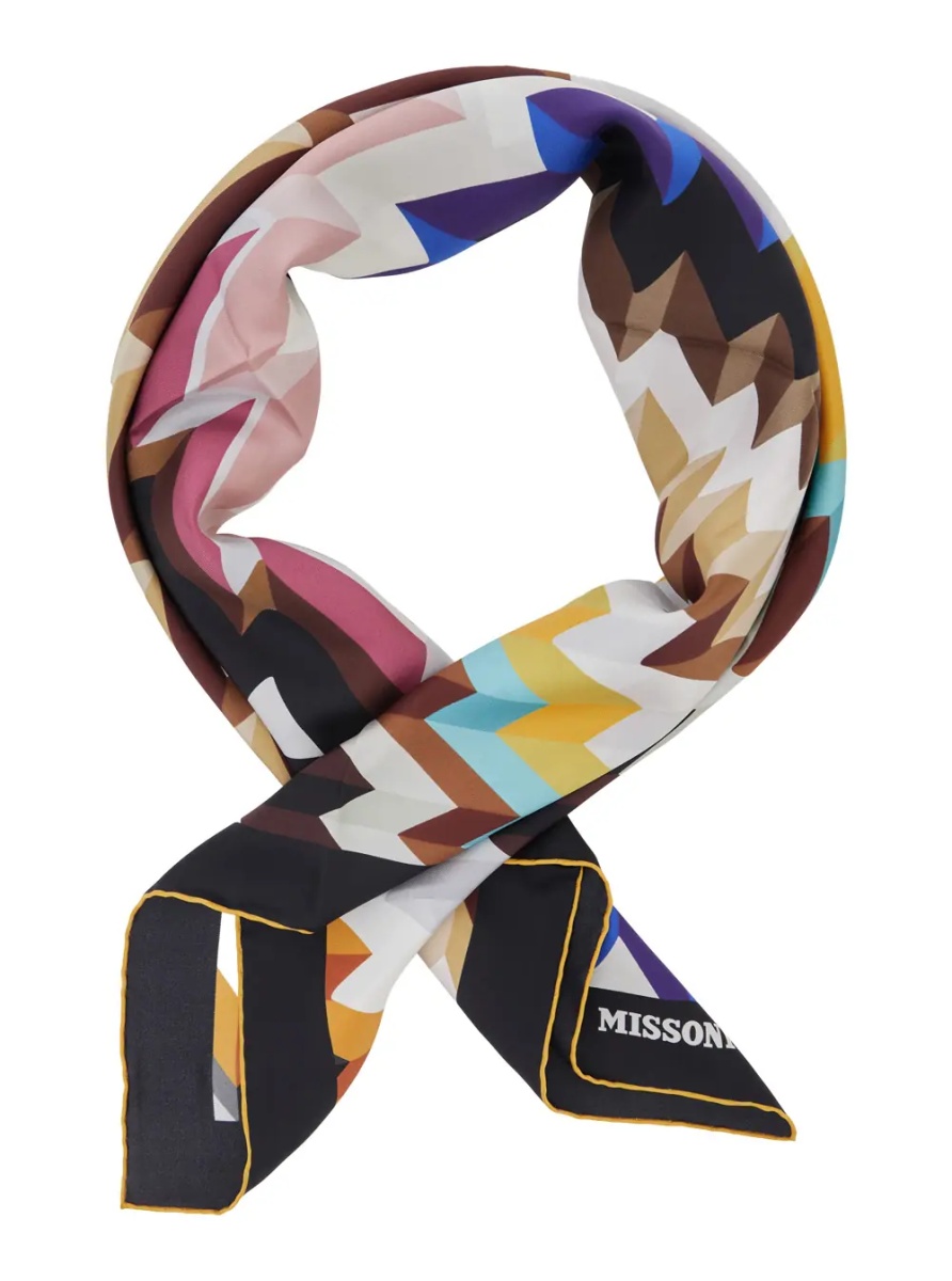 Esarfa Multicolor scarf with logo lettering and striped motif in silk for women - Img 2