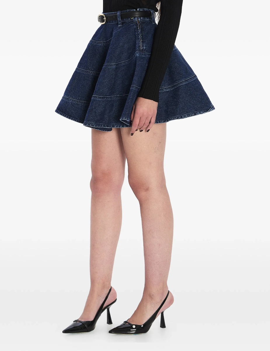 Flared Denim Mini Skirt - Img 2
