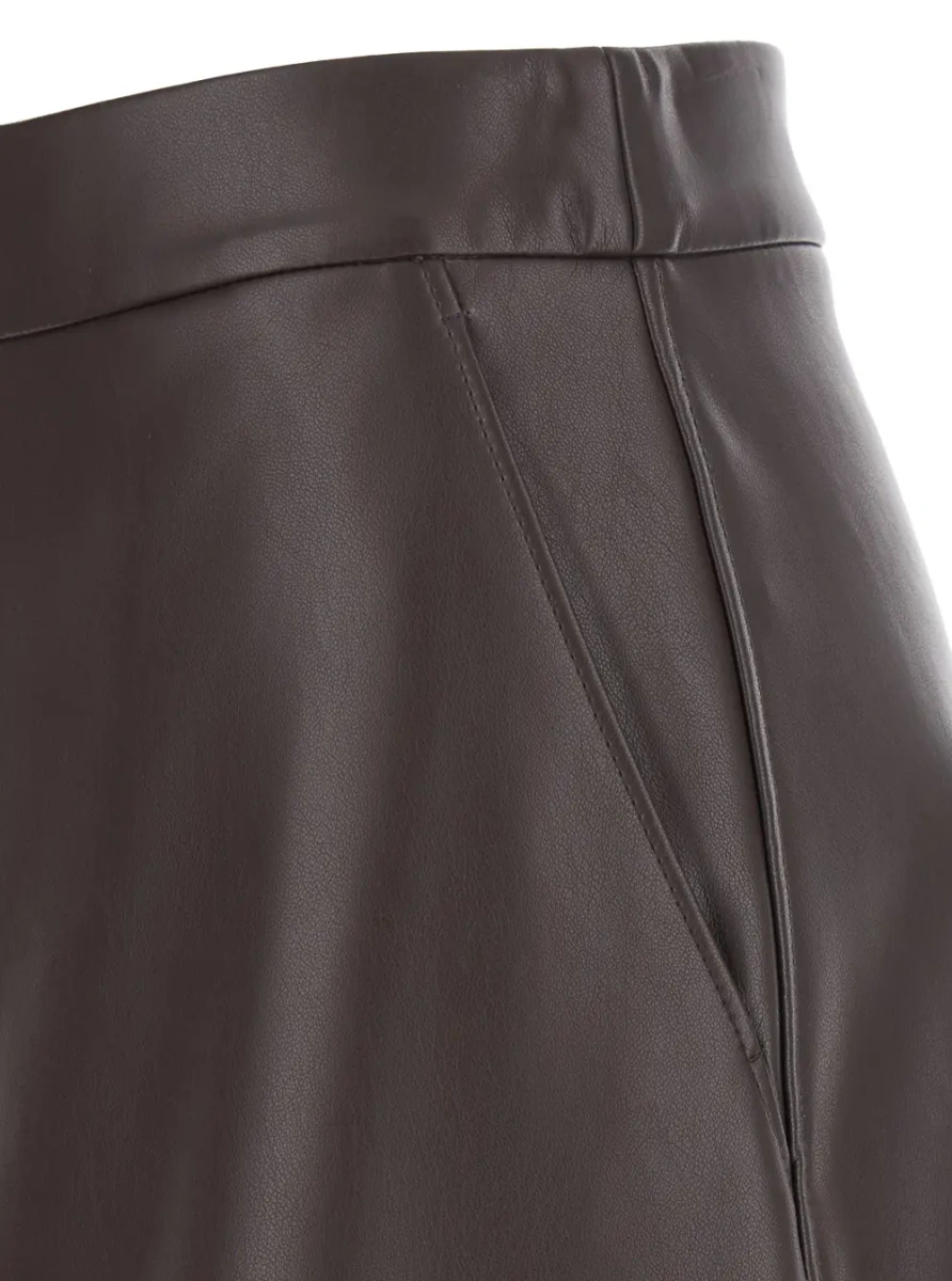 Fusta Brown women's leather-effect jersey skirt in Tech Fabric - Img 3