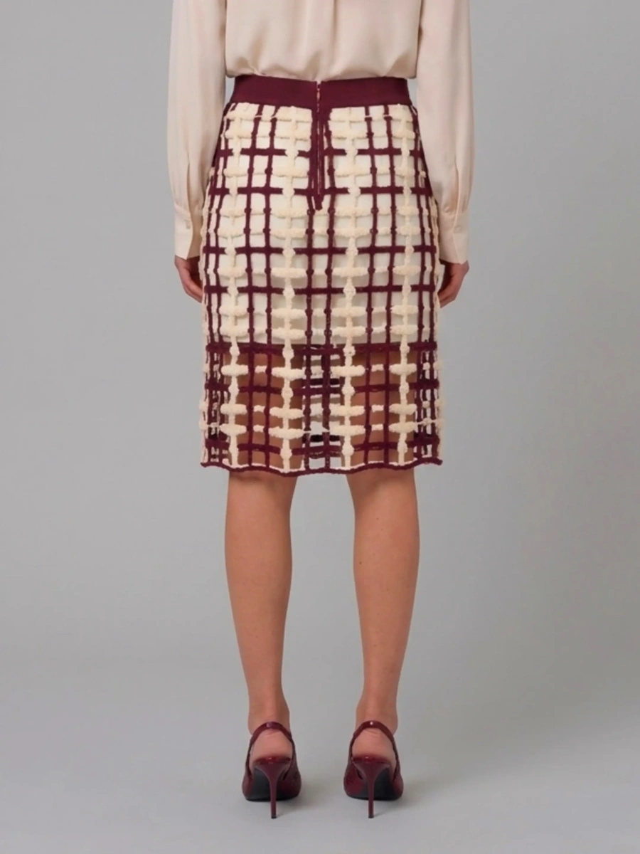 Fusta Burgundy Mesh Midi Skirt - Img 3