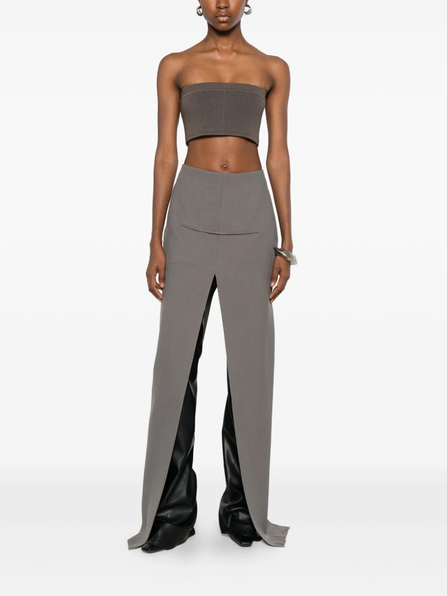 Fusta cu talie inalta Rick Owens gri din lana - Img 2