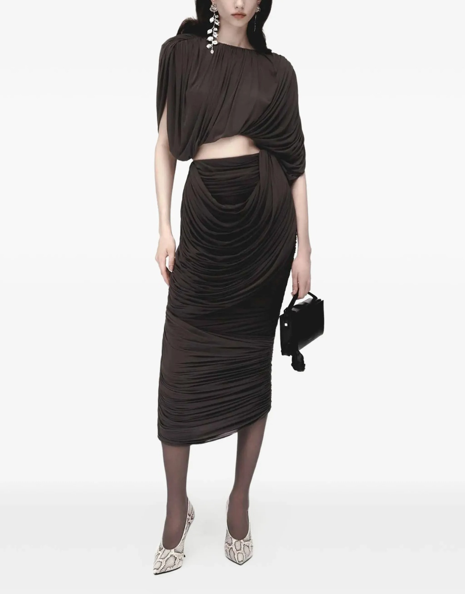 Fusta Draped silk midi Skirt - Img 2