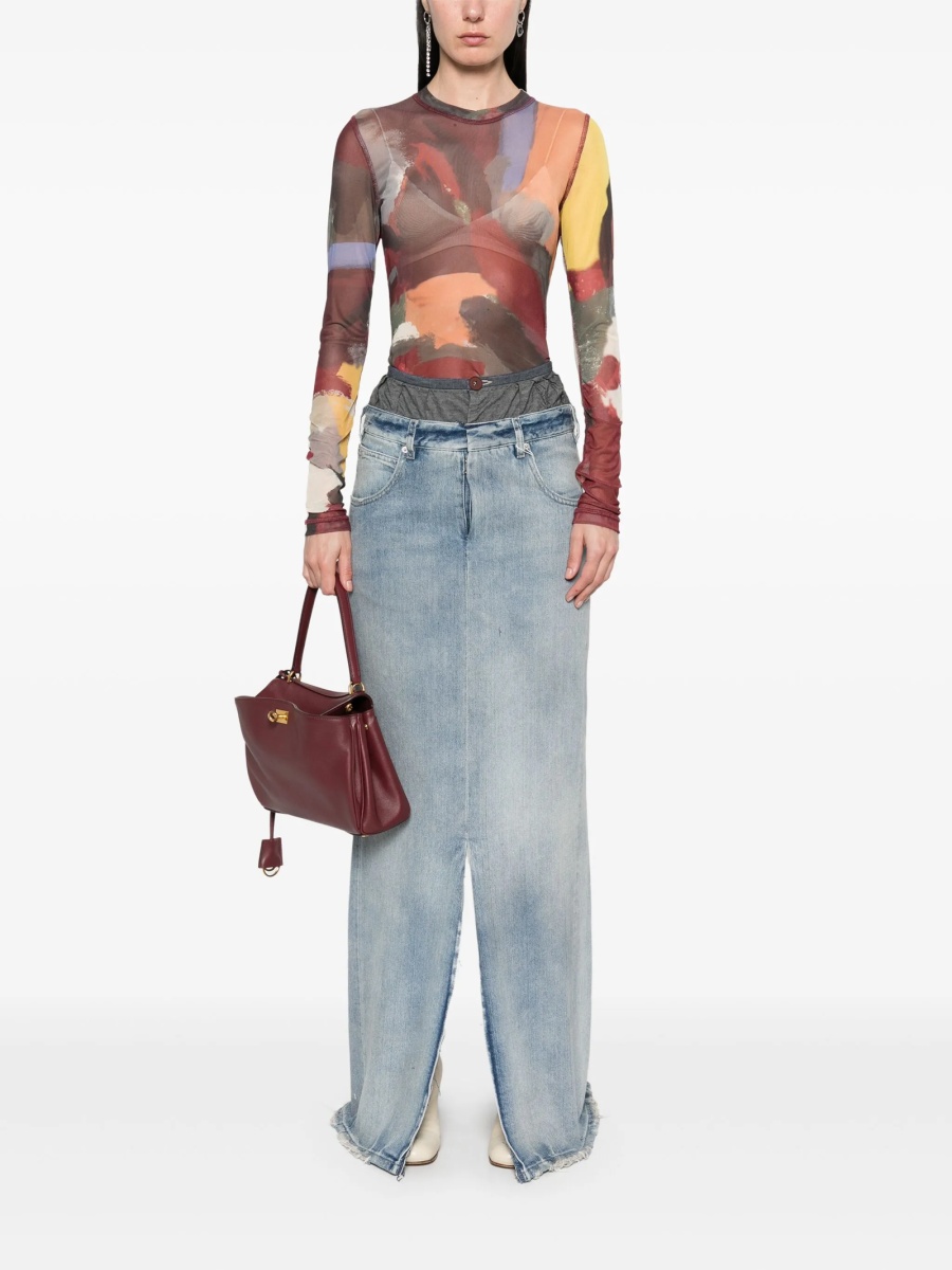 Fusta drepte Maison Margiela albastra din bumbac - Img 2