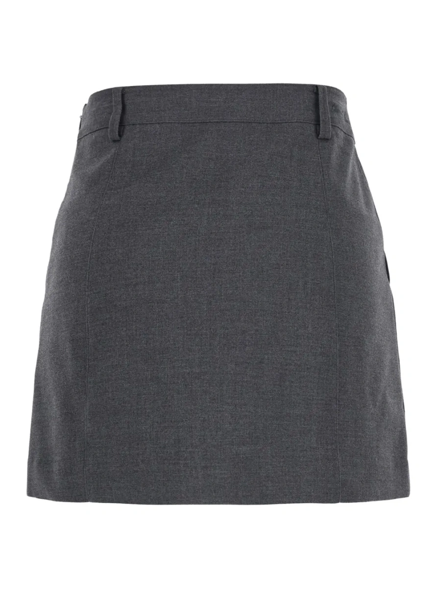 Fusta grey mini skirt with side zip closure and logo lettering on the side in Tech Fabric Women - Img 2