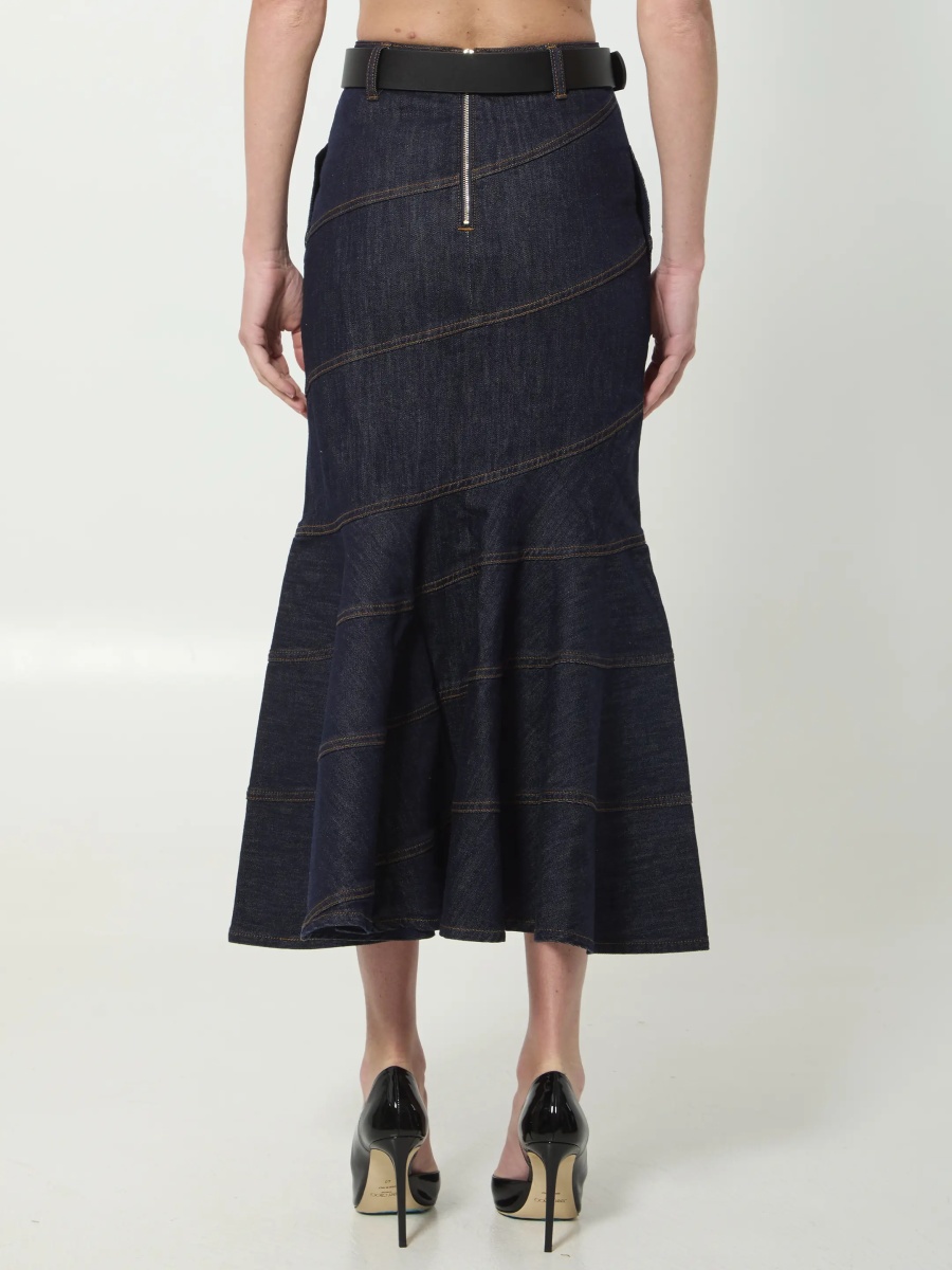 Fusta Indigo Denim Belted Midi Skirt - Img 4