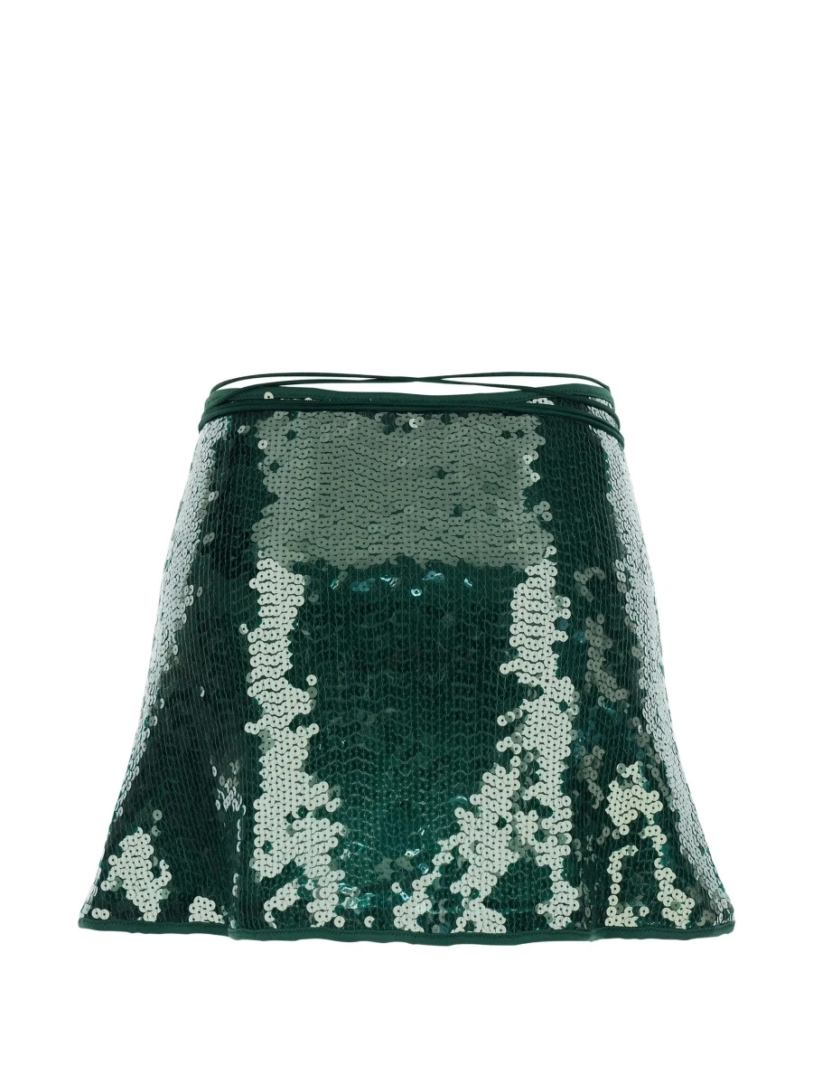 Fusta 'Marylin' Green Skirt with knot at the waist and all-over strass in Tech Fabric Woman - Img 4