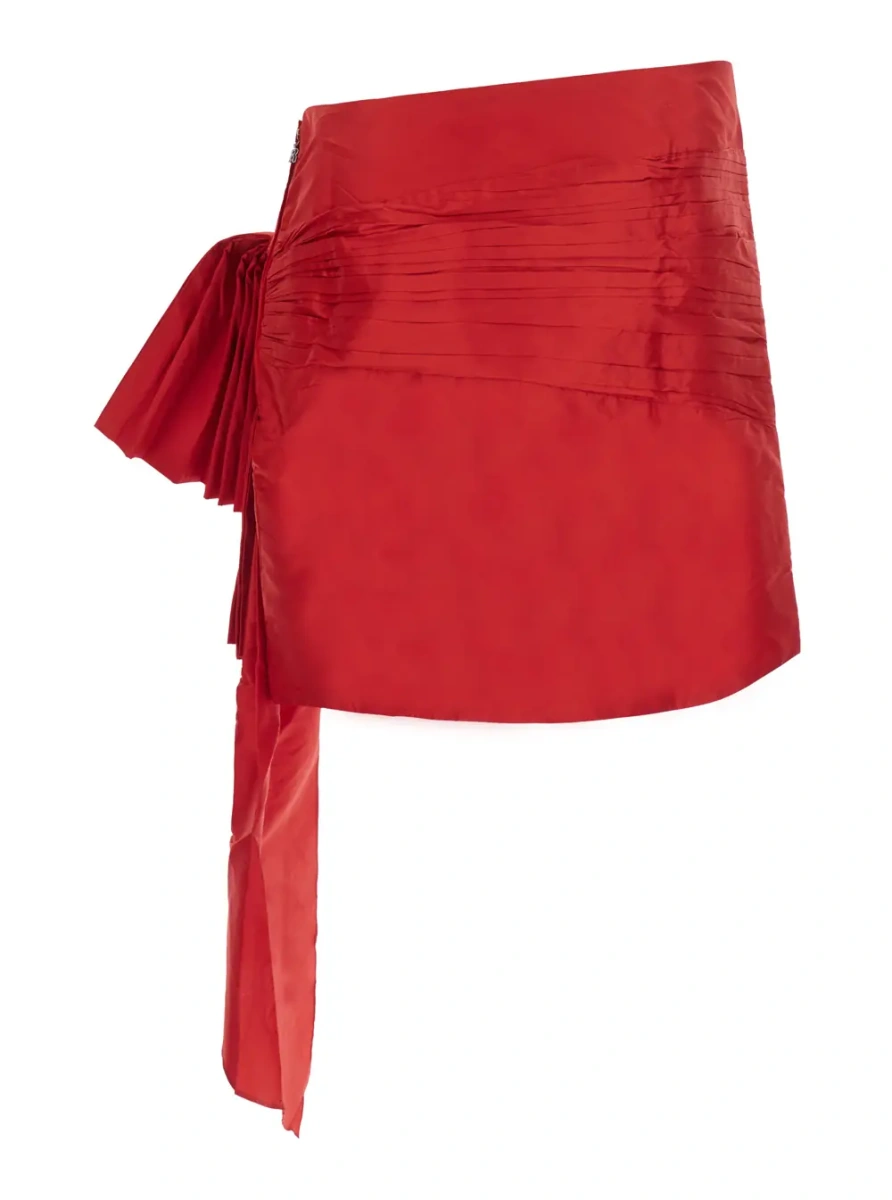 Fusta MINI BOW SKIRT is a skirt characterized by a mini design and a polyester fabric. It is red and is for women. - Img 2