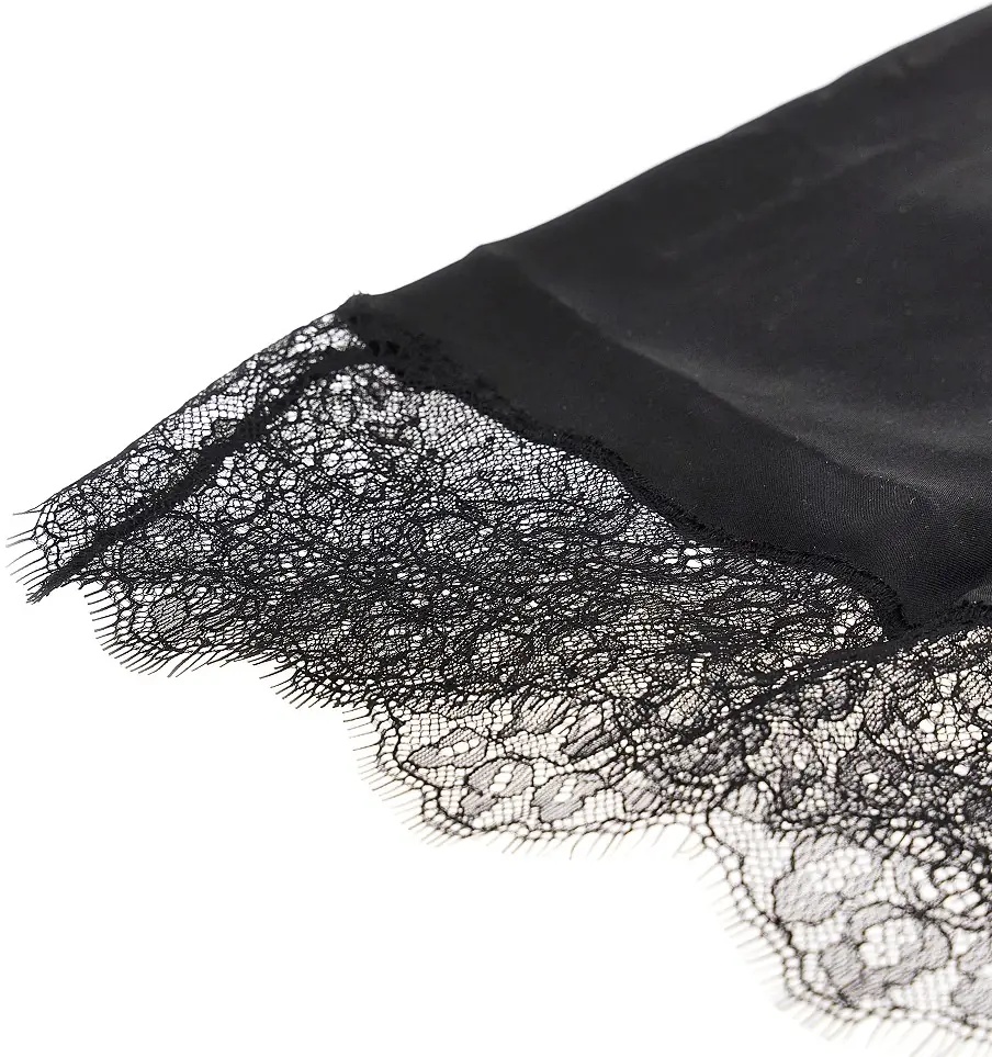 Fusta Satin midi skirt with lace trim - Img 2