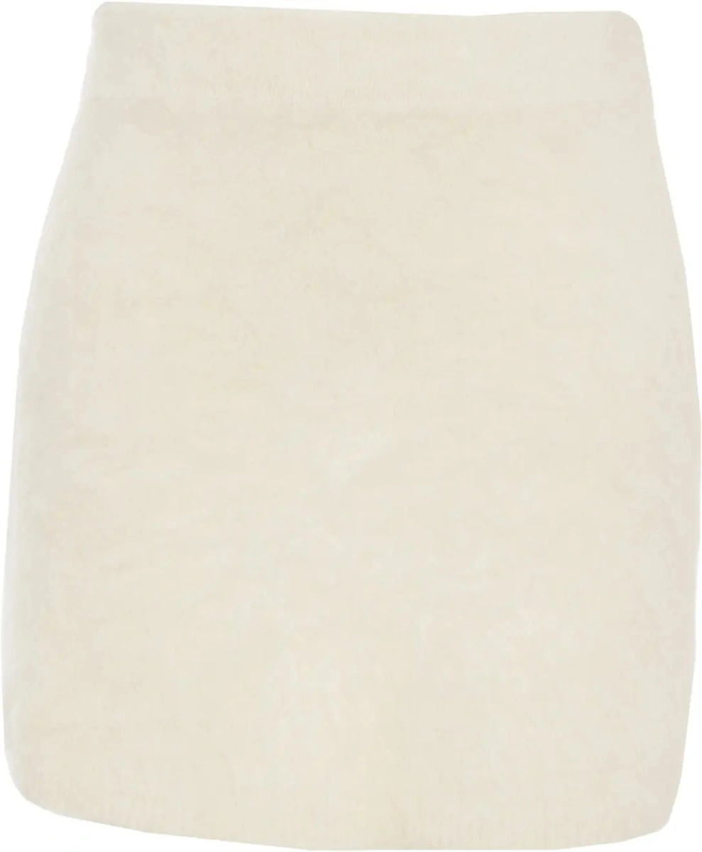Fusta scurta Soft Goat alba din alpaca - Img 2