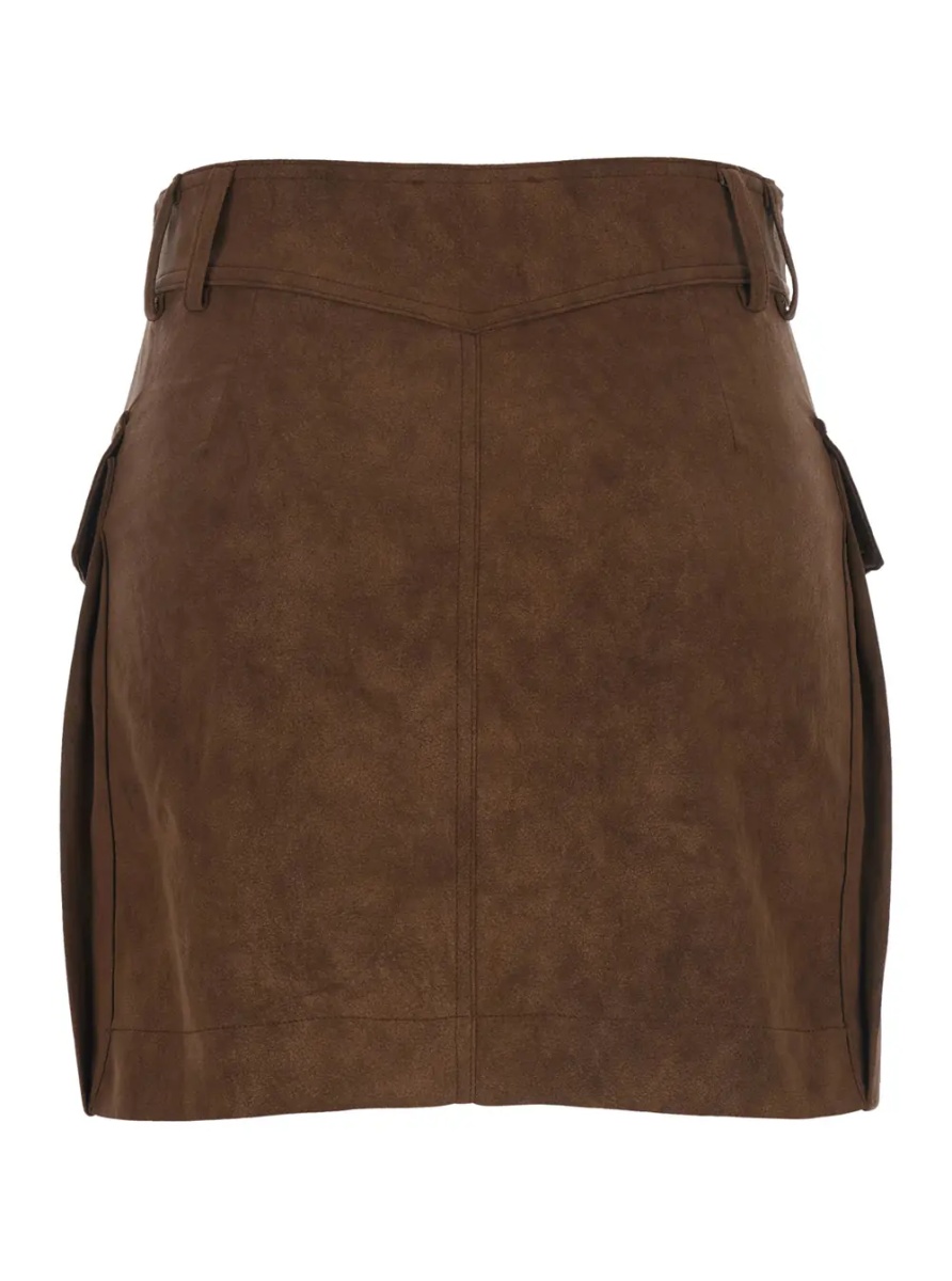 Fusta Skirt with pleats and Tech Fabric in brown for women - Img 2