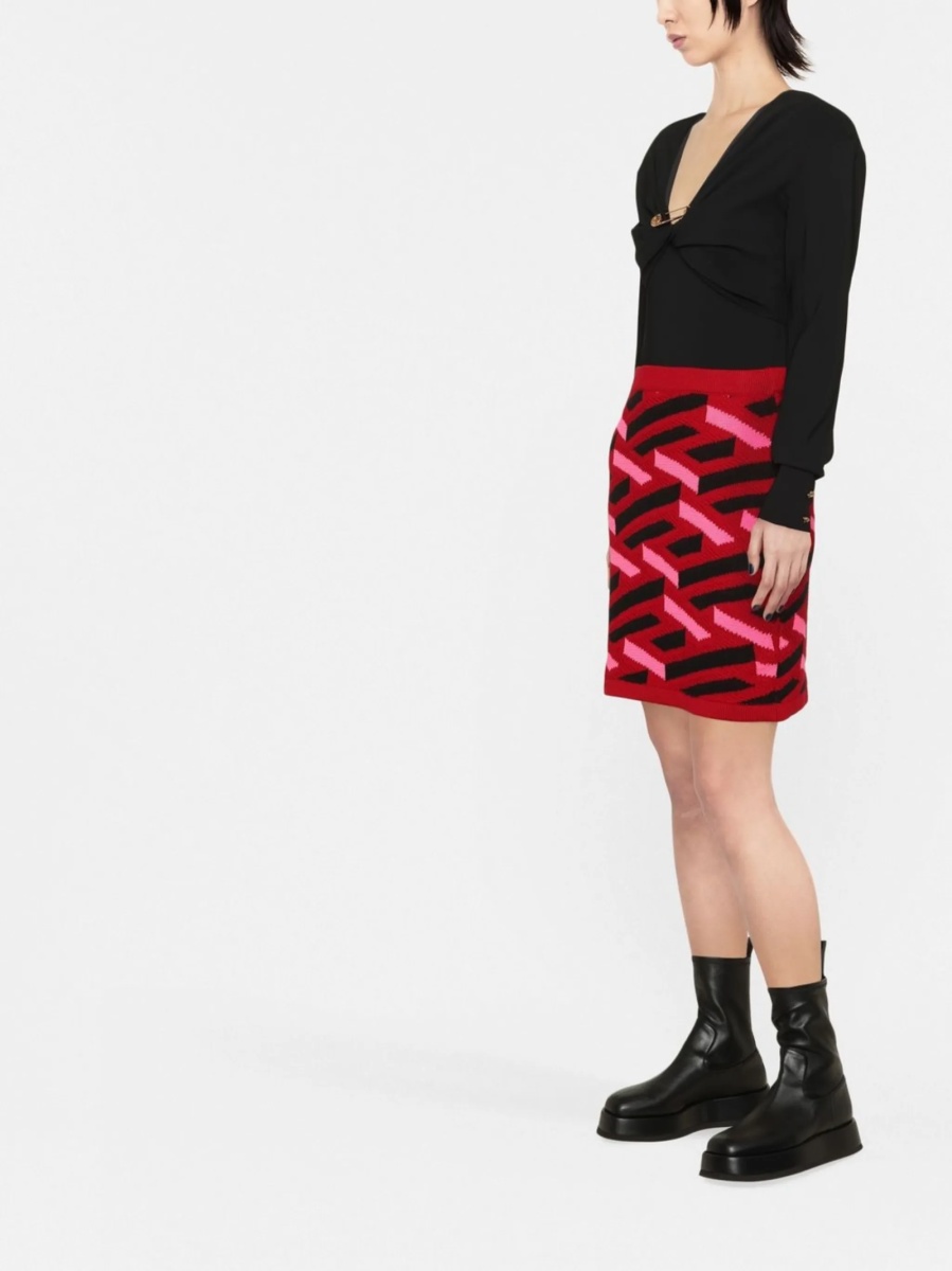 Fusta tricotate Versace rosie - Img 3