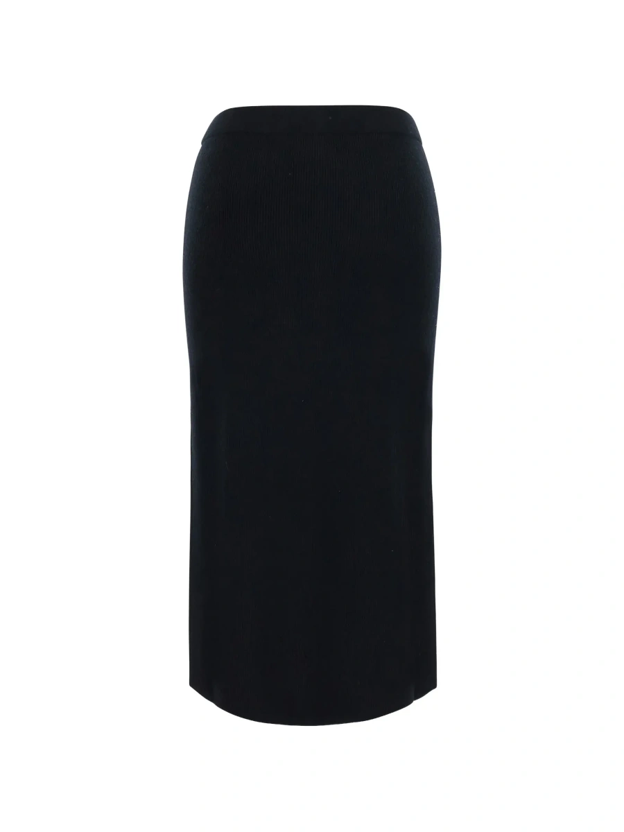 Fusta 'Zucca' Black ribbed skirt in wool for women - Img 4