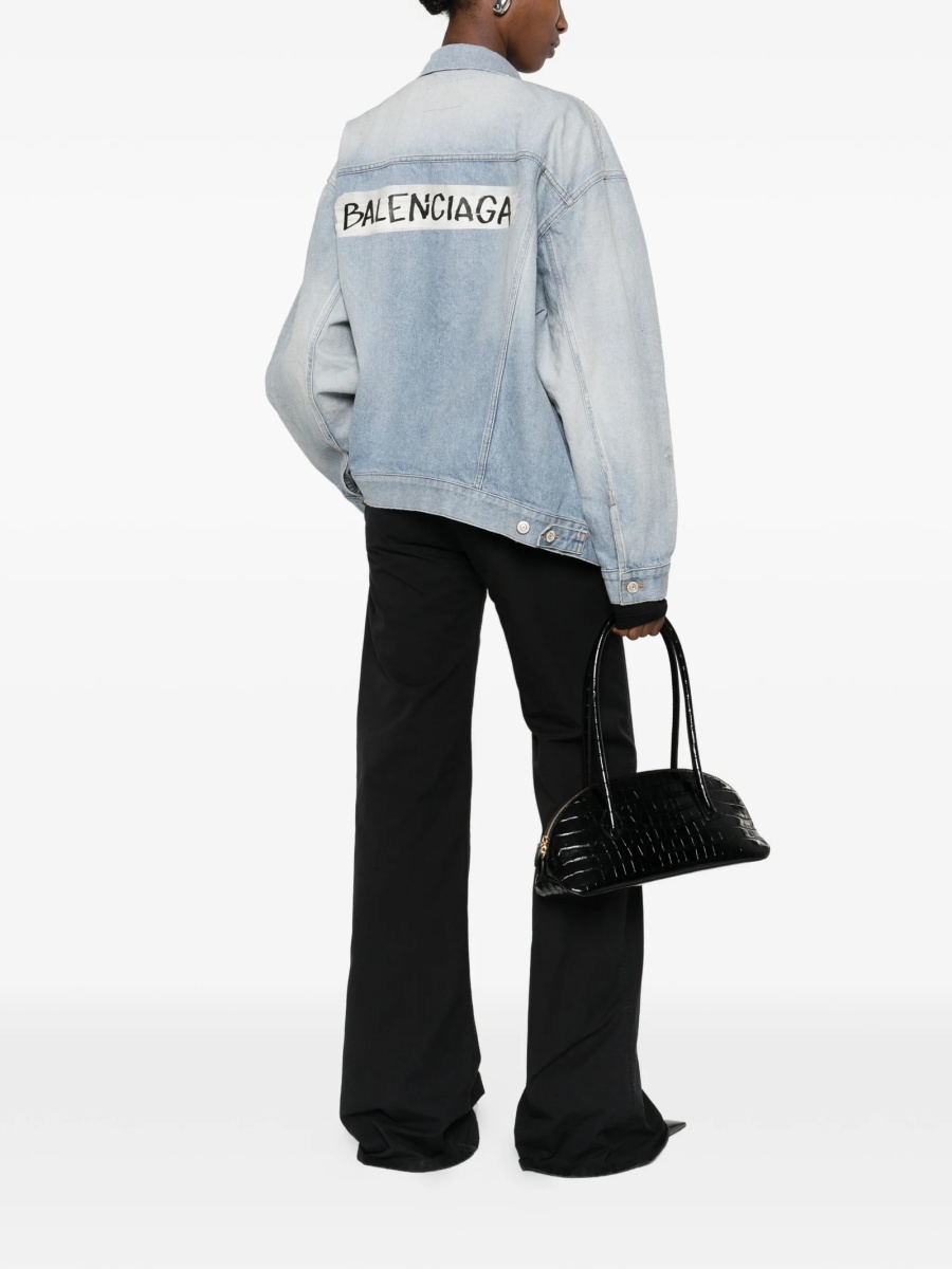 Geaca de blugi Balenciaga albastra din bumbac - Img 2