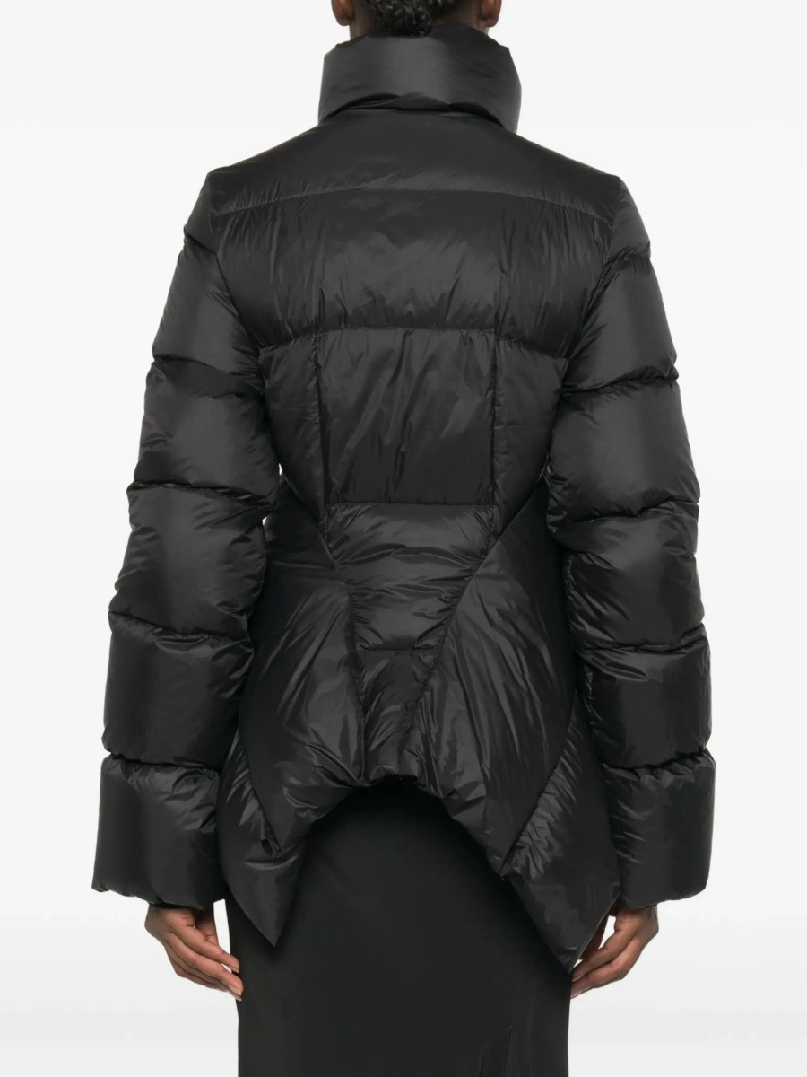 Geaca de Iarna Black Down jacket with high collar and off-center zip closure and asymmetrical hem in Tech Fabric for women - Img 6