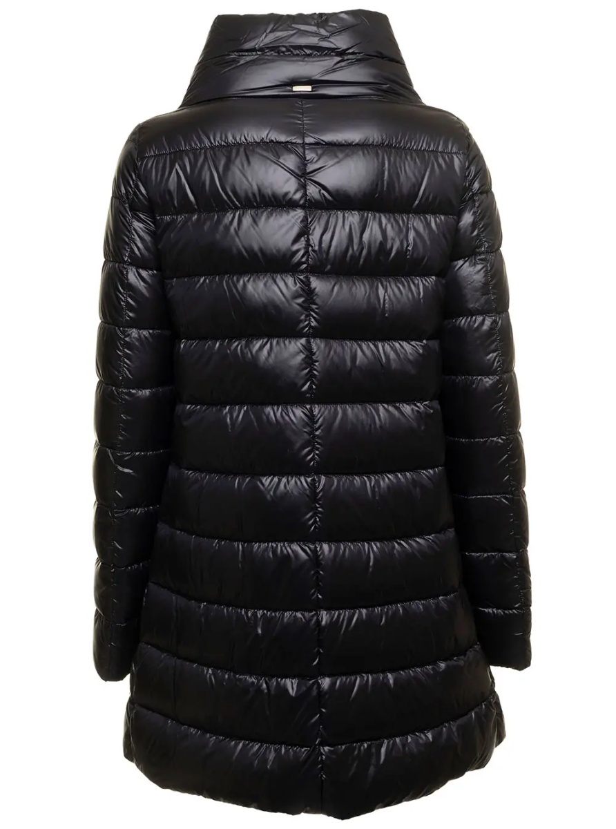 Geaca de Iarna Down jacket Amelia with high collar in black tech fabric women - Img 2