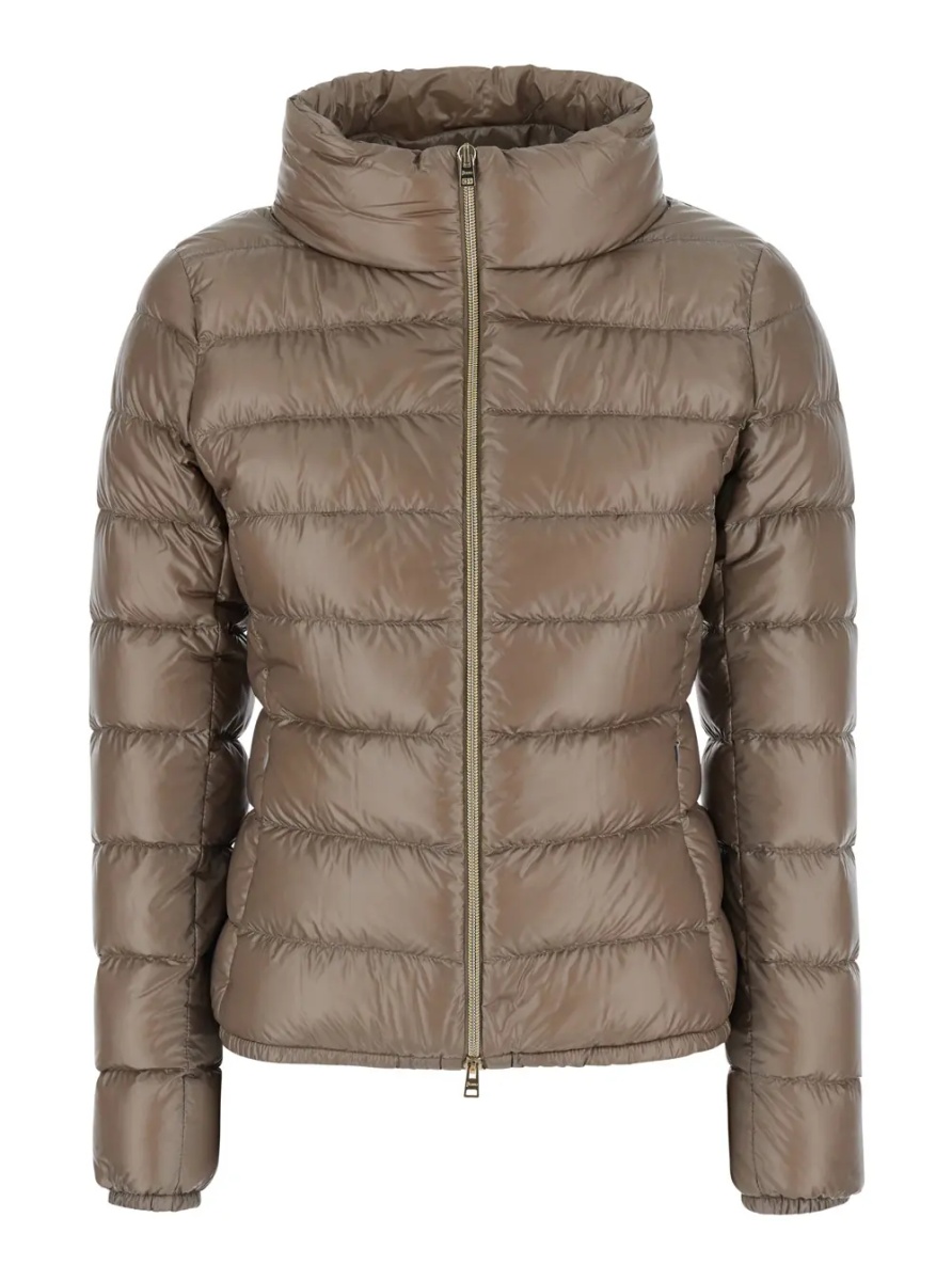 Geaca de Iarna 'Giada' Beige Down jacket with Removable Hood in Tech Fabric for Women - Img 4