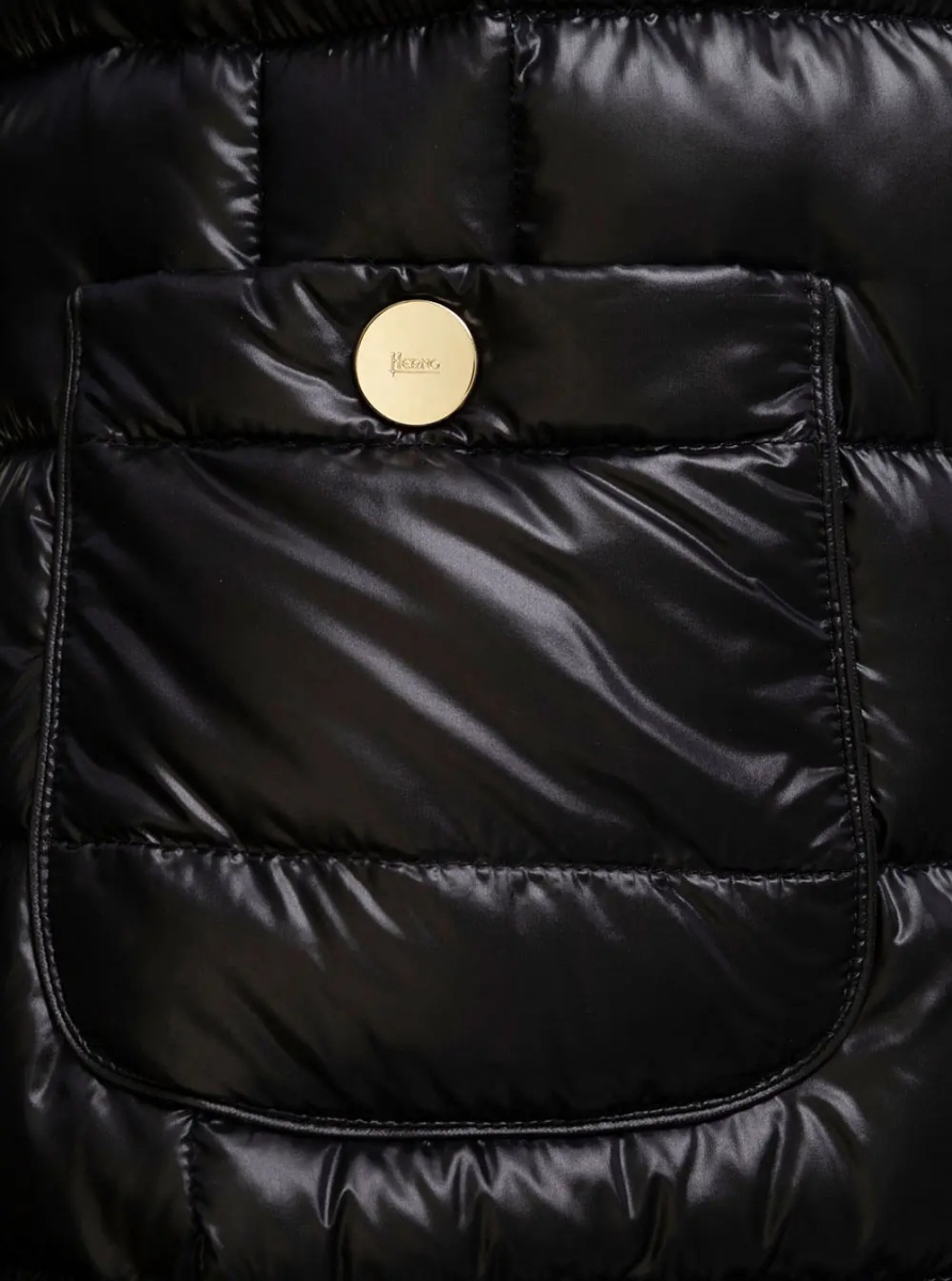 Geaca de Iarna Long down jacket with high collar and long sleeves in Tech Fabric Black Woman - Img 3
